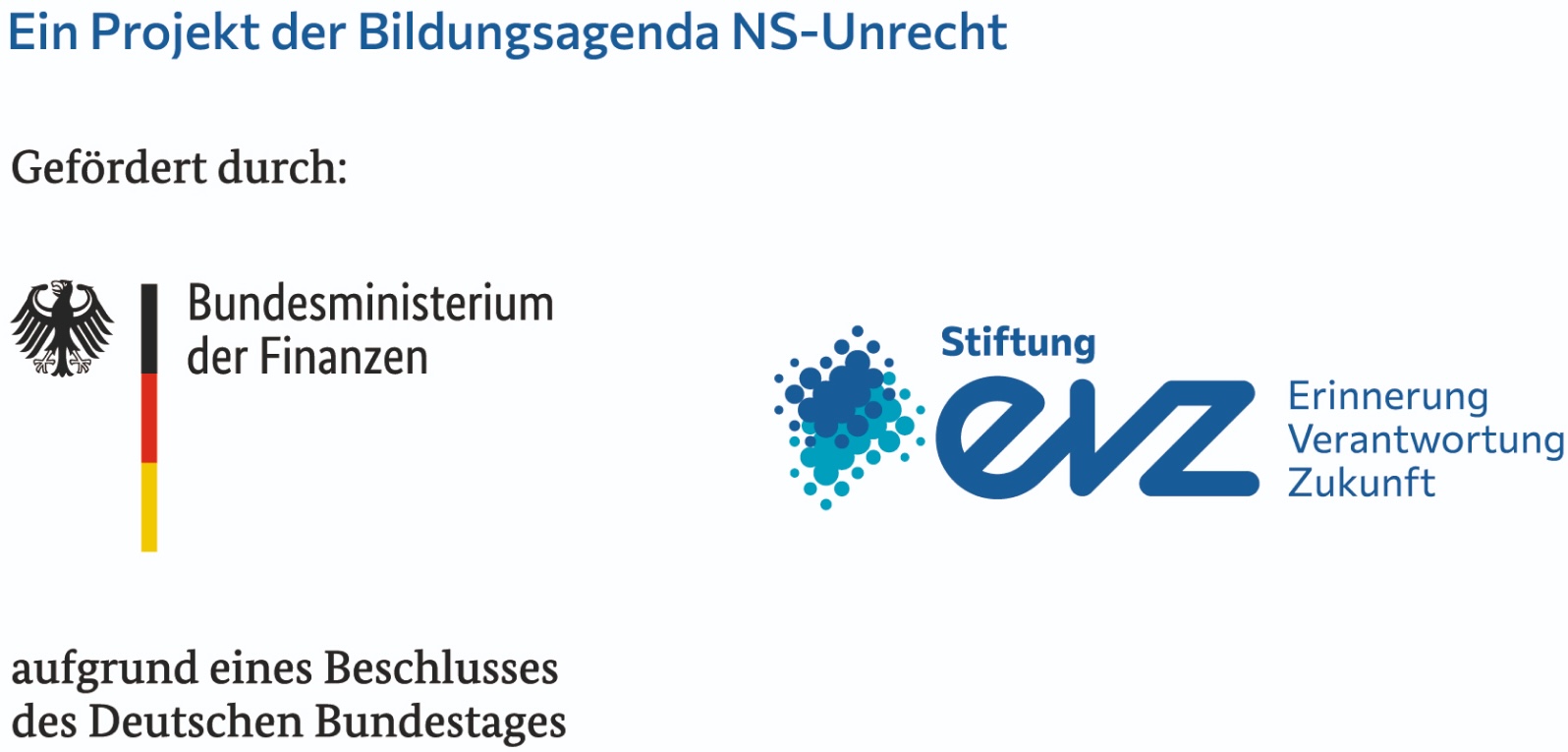 Förderhinweis Bundesministerium der Finanzen und evz Stiftung